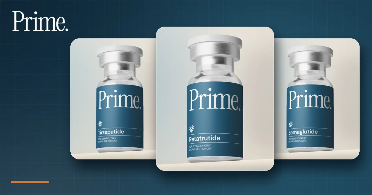 Prime Peptides shop: retatrutide, tirzepatide and semaglutide vials